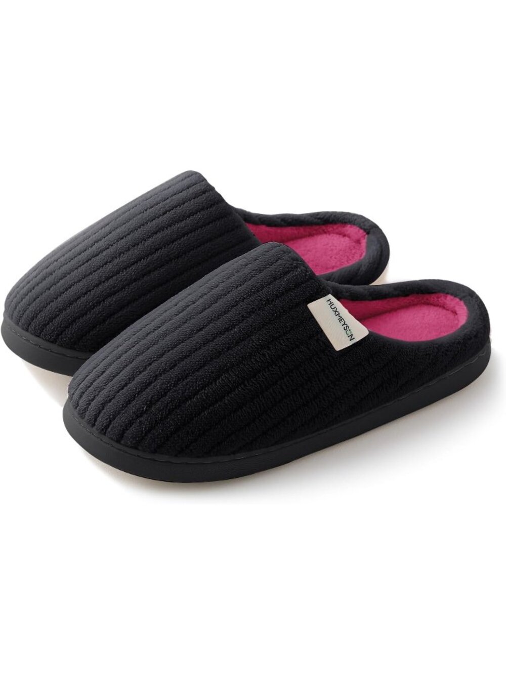 Women's Black Rose Warm Anti Skid Rubber Sole Memory Foam Comfy Indoor Slippers